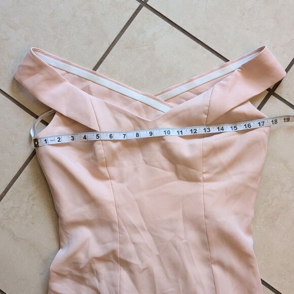 NWT Dessy Collection Off-Shoulder Light Pink Maxi Dress 3012 Cross Back Size 8 - Picture 4 of 15
